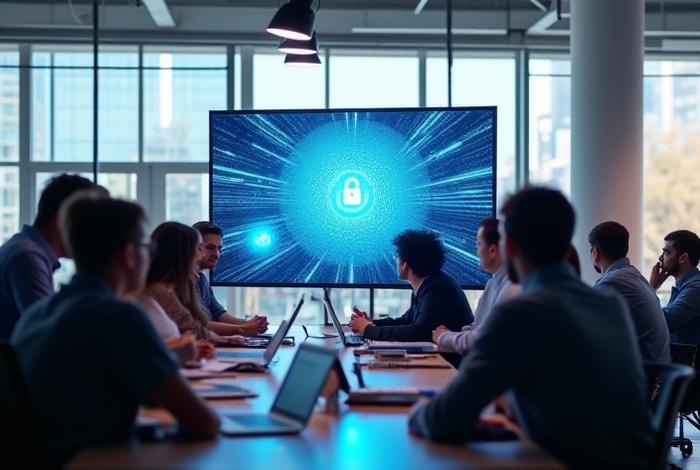 Flint Connect diverse team working collaboratively in a modern, open-plan office in Austin, Texas, representing connection and security